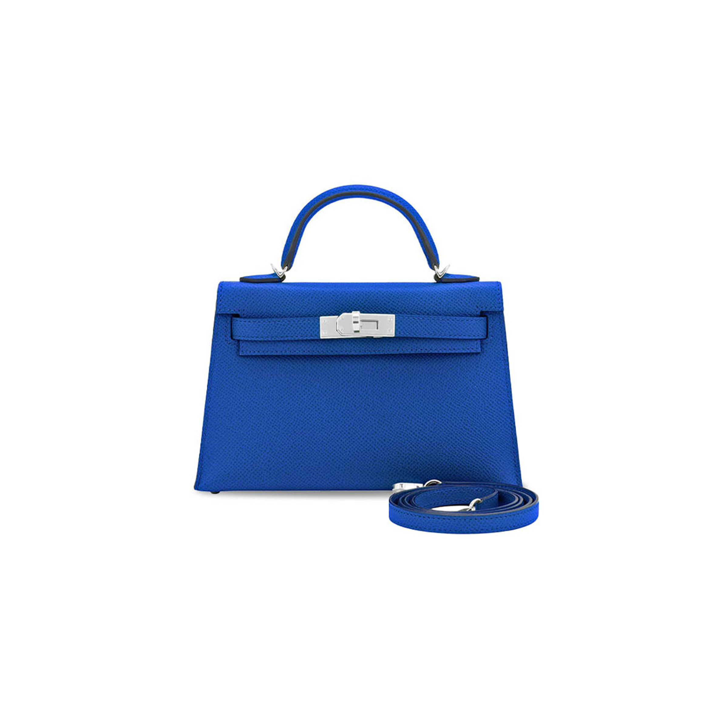 HERMÈS MINI KELLY II BLUE FRANCE EPSOM SELLIER BAG (19*12*5.5cm) 